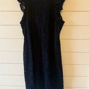 London Times Black Lace Midi Dress